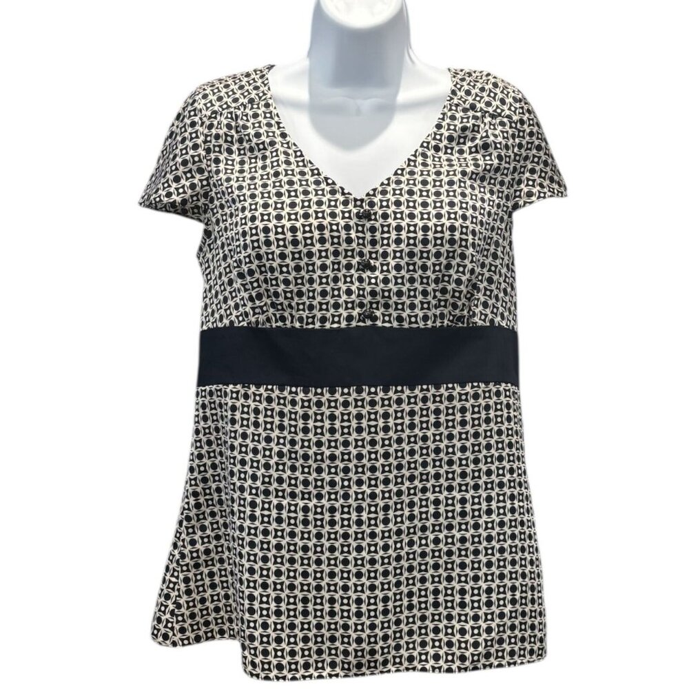 Ann Taylor LOFT Geometric V-Neck Blouse | Size‎ 8